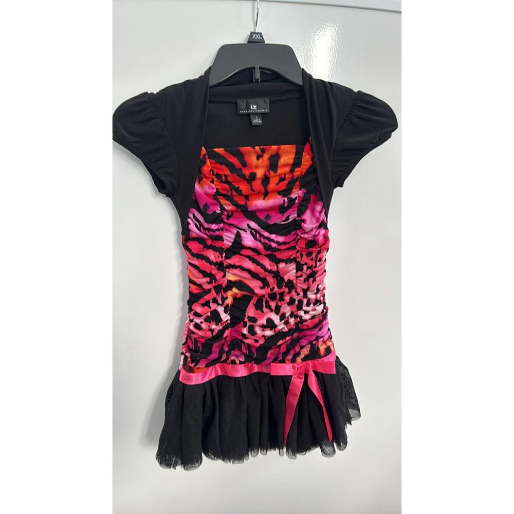 iz Byer California Girls Dress Size 7  Pink Black White With Tulle Bottom